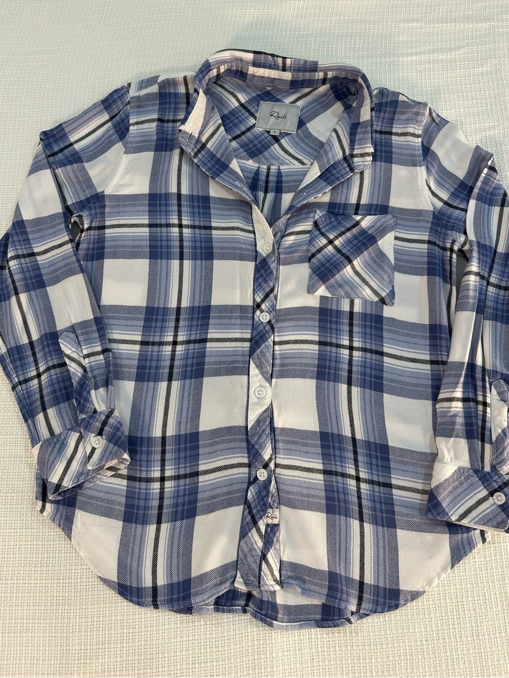 Rails  Blue and White Plaid Button-Down Shirt -S